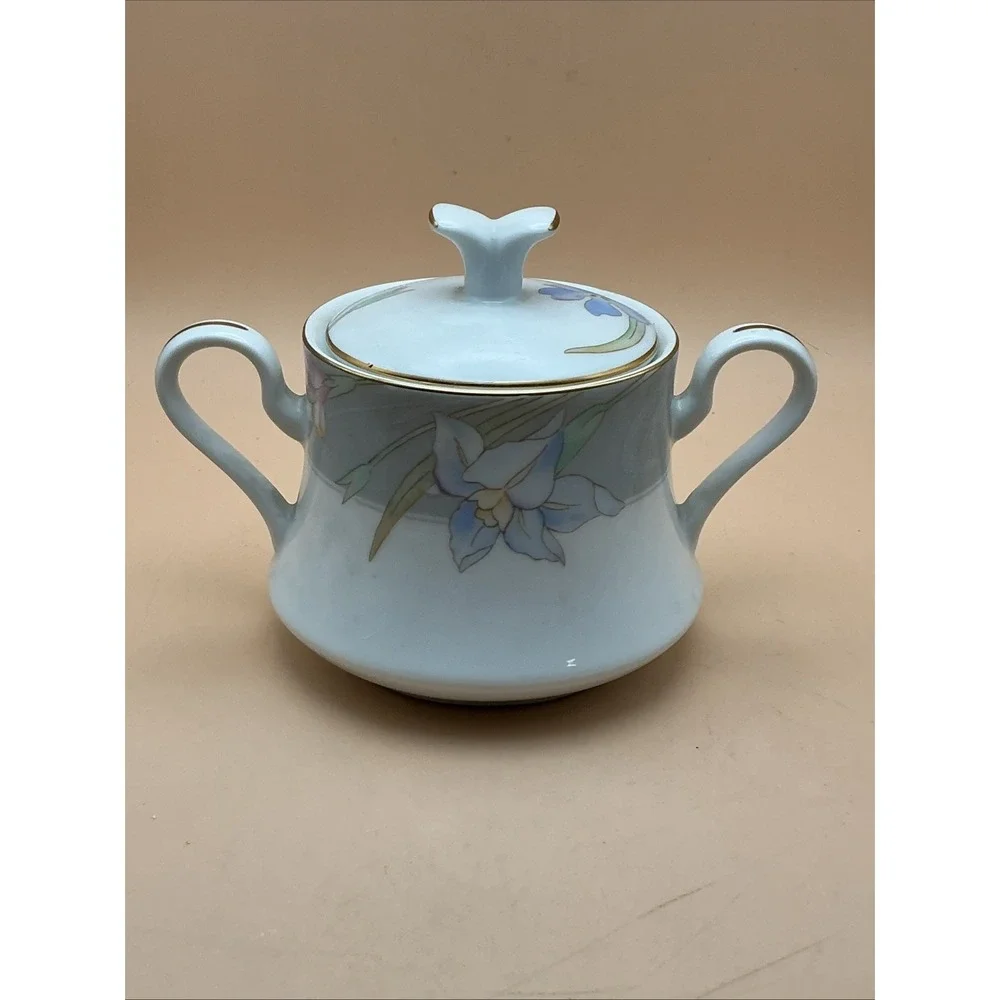Mikasa Charisma Gray Sugar Bowl Lid Creamer Set Fine China L9049 Vintage Japan